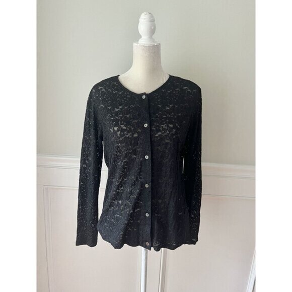 Van Tisse Vintage Black Lace Cardigan Size M - Picture 1 of 5